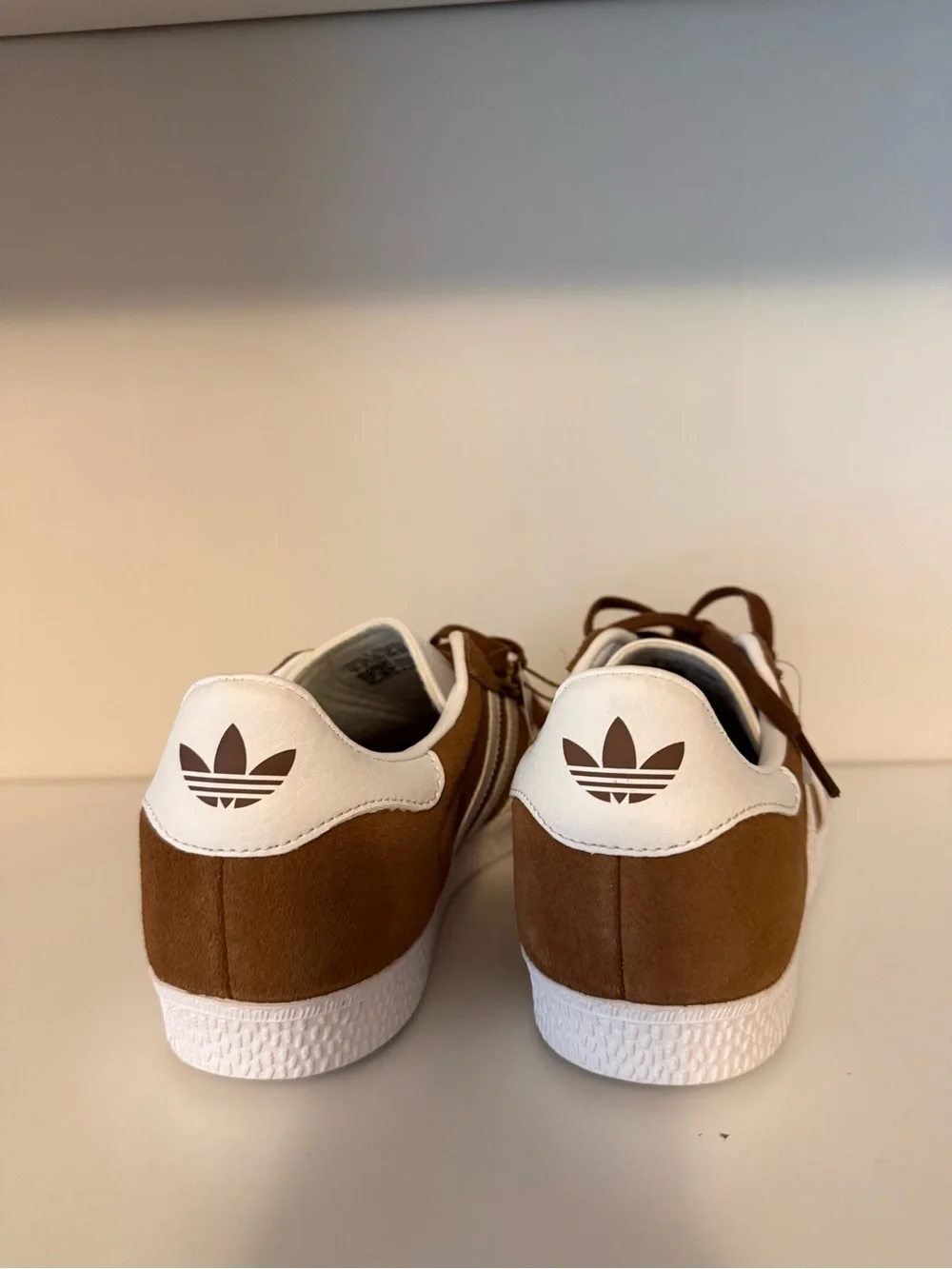adidas Kids Brown and White Suede Sneakers 5Y